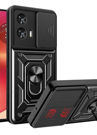 Чехол fiji camera defence для motorola edge 50 fusion бампер с защитой камеры и подставкой black
