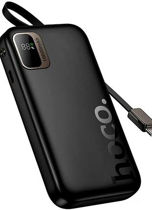 Power bank hoco q51 key 10000 mah 20 w usb-c чорний із висувним кабелем для швидкого заряджання