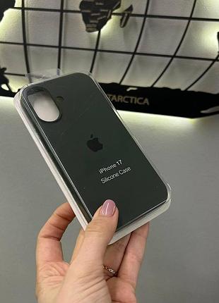Чехол silicone case с микрофиброй для iphone 17,чехол-накладка с микрофиброй для айфон 17 (цвет: темно-зеленый)