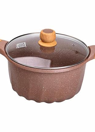 Алюмінієва каструля 8 л діаметр 28 см з антипригарним мармуровим покриттям для газових електричних плит