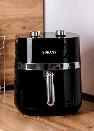 Аэрогриль-фритюрница sokany 1500 вт 6.5л черная для готовки здоровой пищи