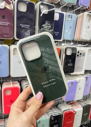 Чехол silicone case с микрофиброй для iphone 16 pro, чехол-бампер для айфон 16 про (цвет: зеленый)