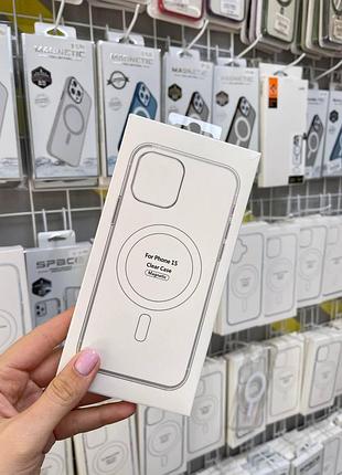 Прозорий чохол для iphone 15 з magsafe та закритою камерою, магнітний чохол з захистом камери iphone 15