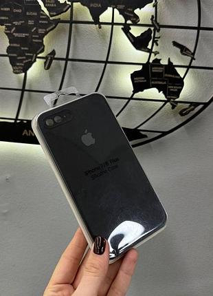 Чехол с квадратным бортом silicone case для iphone 7 plus/8 plus, качественный чехол с микрофиброй для айфон 7 плюс/8 плюс