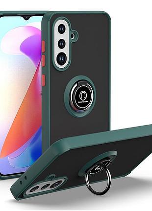 Чехол fiji colorframe для samsung galaxy a37 5g (a376) матовый бампер с кольцом подставкой green