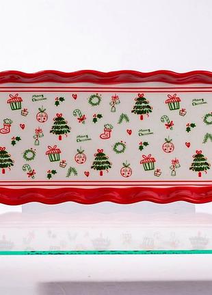 Блюдо сервировочное из фарфора 36.5×13×3см для закусок merry christmas