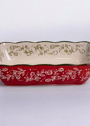 Форма для запекания фарфоровая 23x14x5см красная для мяса рыбы овощей и десертов