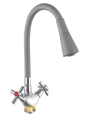 Смеситель для кухни с силиконовым изливом zerix tlt 722 reflector gray (цвет излива серый) (zx5990)