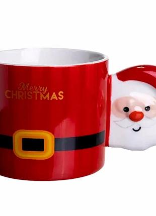 Чашка порцелянова 350 мл червона для какао-кавича чаю merry christmas