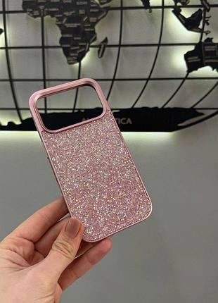 Чехол tpu swarovski с блеском для iphone 17 pro,премиум чехол со стразами для айфона 17 про (розовый)