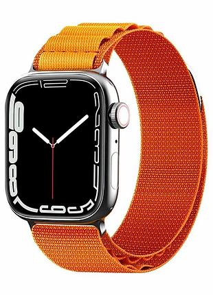 Ремінець для apple watch 44 мм текстильний оранжевий для фітнесу з титановим замком ocean band