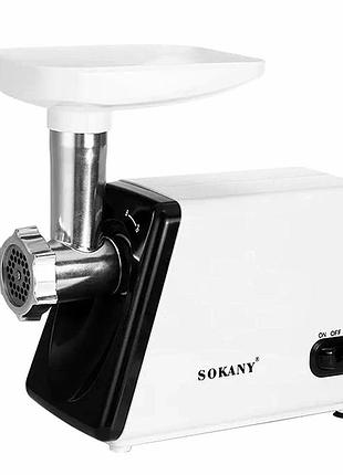 Електрична м'ясорубка sokany 2500 вт 33х14х32 см з насадками для ковбас і кебе біла