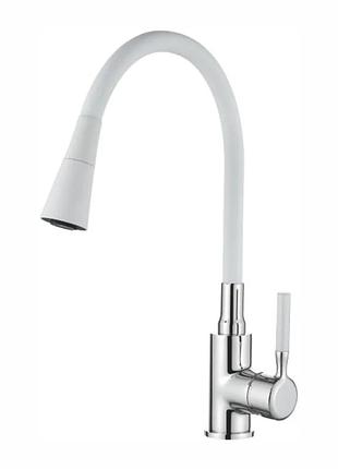 Смеситель для кухни zerix atrium-011-t refl.white (цвет хром+силик.вылив белый) (zx4719)