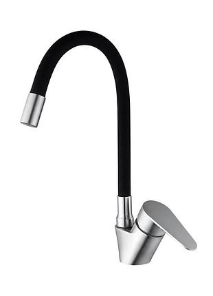 Смеситель для кухни с силик. изл. sus304 (черный излив) mixxus neo-011 refl.black (mi6558)