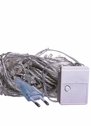 Світлодіодна гірлянда нитка 22 м 220 led 8 вт білий дріт жовтий для прикрашування інтер'єру