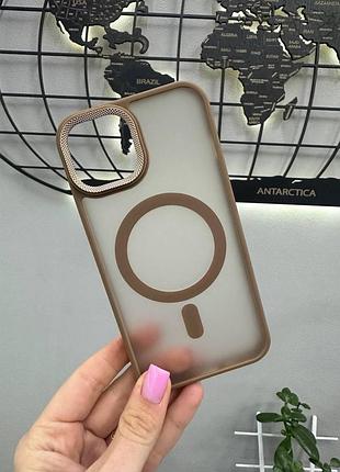 Чехол-накладка magsafe iphone 13,чехол прозрачный с магсейфом для телефона айфон 13 (золотой)