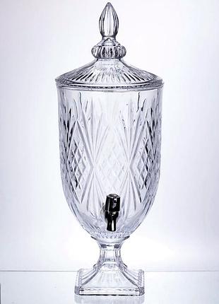 Лимонадница 5л стеклянная с краном для напитков прозрачная classic crystal hp-19-297