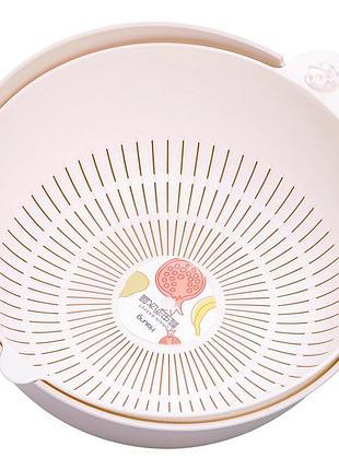 Миска дуршлаг 2 в 1 29.5×21×11 см 4 л пластиковый серый для мытья овощей фруктов и зелени модель hp-45-7be