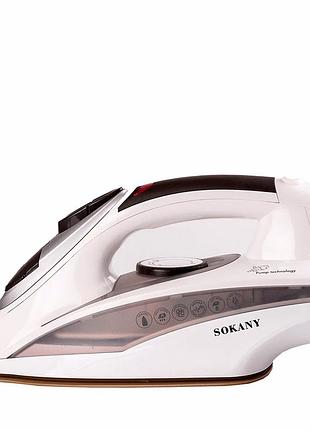 Утюг sokany aj-2052 2400 вт с керамической подошвой и функцией самоочистки белый