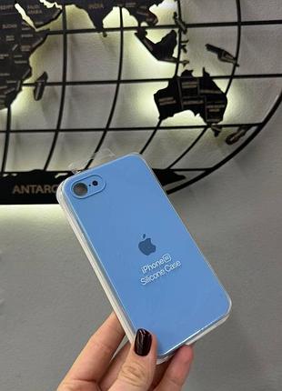 Чехол с квадратным бортом silicone case для iphone 7/8, качественный чехол с микрофиброй для айфон 7/8