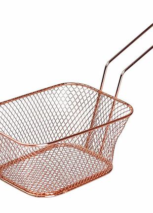 Корзина сервировочная 14×10×6см нержавеющая сталь розовая для картофеля фри и снеков