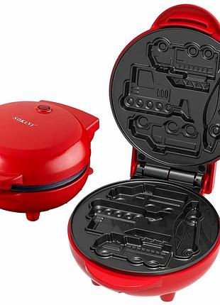 Вафельница 550 вт антипригарное покрытие для детей красный sokany sk-08097 размер 17х13х8см