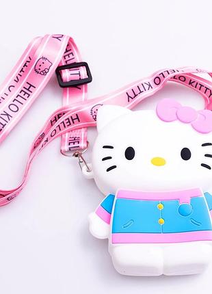 Детская силиконовая сумочка 13x10x3см белая hello kitty с регулируемым ремешком