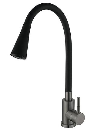 Смеситель для кухни mixxus seo-011-t graphite refl.black с нерж.стали sus304 (кол.графит+сил.вылив черный) (mi8434)