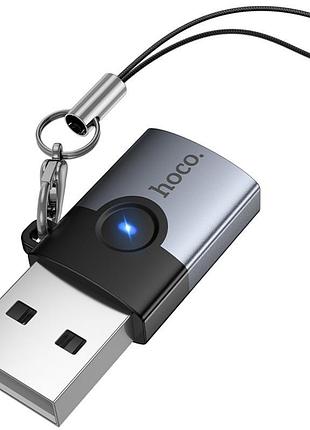 Перехідник hoco ua46b usb male to type-c female usb3.0 metal gray
