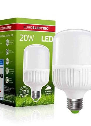 Лампа світлодіодна 20w e27 4000k надпотужна plastic (50) тм euroelectric
