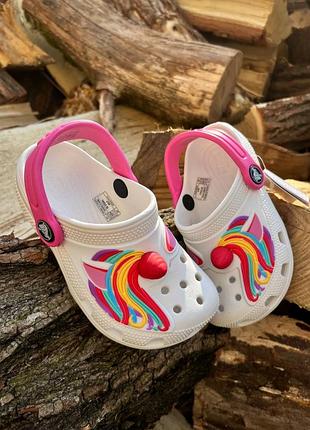 Дитячі крокси сабо crocs classic i am unicorn clog white білі лідер продажів