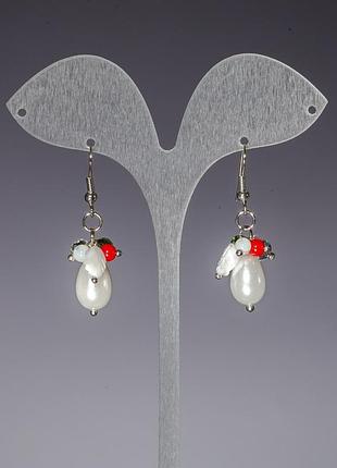 Сережки довгі перли ( їм) чеський кришталь l-4,5 см