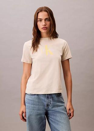 Футболка calvin klein, monologo tee calvin klein, 47b865g