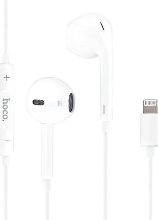 Наушники hoco m111 primero проводные с микрофоном 32 ом 95 дб lightning белые для телефонов и плееров