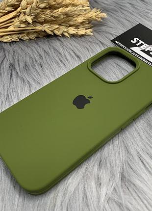 Чехол silicone case cover full для iphone 13 6.1 с микрофиброй силиконовый противоударный 12. болотный (army green)