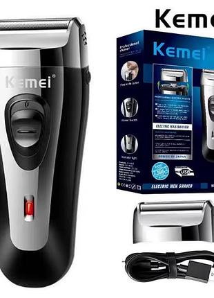 Бритва аккумуляторная kemei km-9038, беспроводная, электробритва + запасная головка.