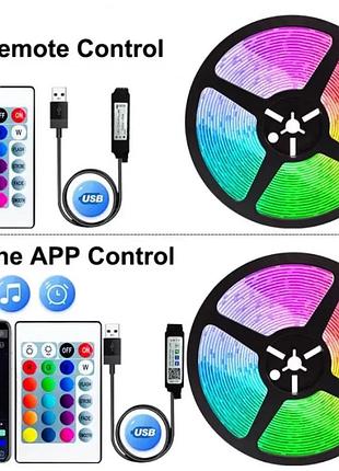 Світлодіодна led-стрічка 10 м від usb rgb 2835 з пультом 5v