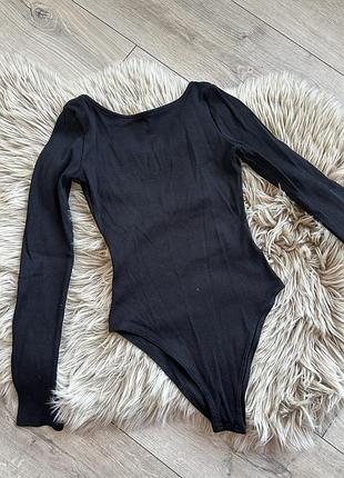 Боді в рубчик з відкритою спинкою h&m divided чорний