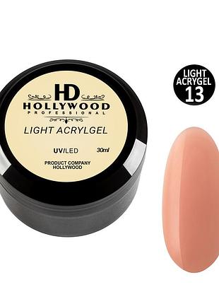 Рідкий акригель light acrygel 13 персиковий hd hollywood