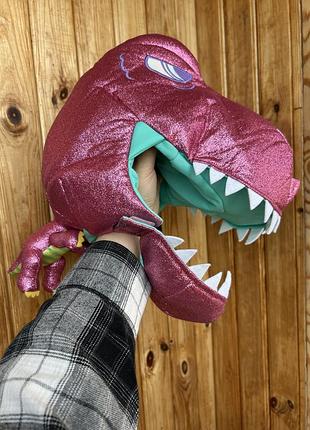 Шапка іграшка динозавр з блискітками рожевий динозавр universal jurassic park