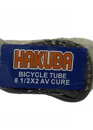Велосипедна камера hakuba 81⁄2×2", бутилова, авто-ніпель (av) г-подібний cure