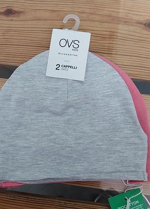 Тоненькие шапки 2 шт на девочку 2-3 года от ovs