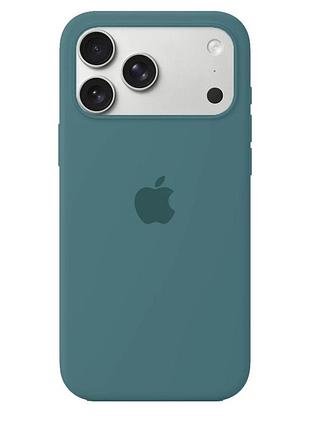 Силиконовый чехол для iphone 17 pro max с закрытым низом silicone case серо зеленый pine green 55 (бампер)