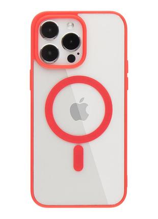 Прозрачный чехол для iphone 15 pro max с magsafe color красный (tpu+pc)