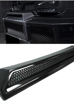 Накладка на передний бампер (домик) на mercedes-benz g-class w463 1979-2018 brabus (карбон)