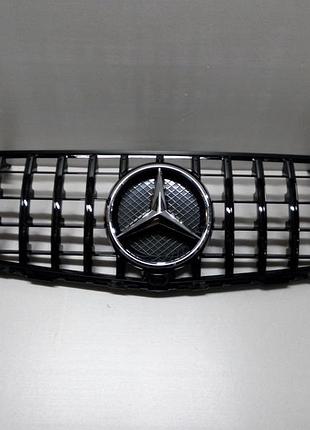Решетка радиатора mercedes glc x253 стиль panamericana gt (all black)