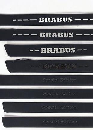 Накладки на поріжки black з підсвіткою (brabus) mercedes w222 2013-2020