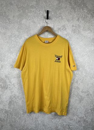 Чоловіча футболка tommy hilfiger jeans original, жовтий колір, розмір xl