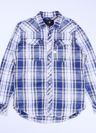 Чоловіча стильна сорочка в клітинку g star raw 3301 garment dyed style