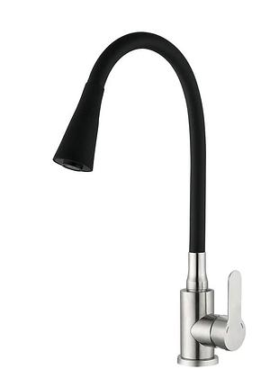 Смеситель для кухни с силик. изл. из нерж.стали mixxus dax-011 refl.black (mi6559)